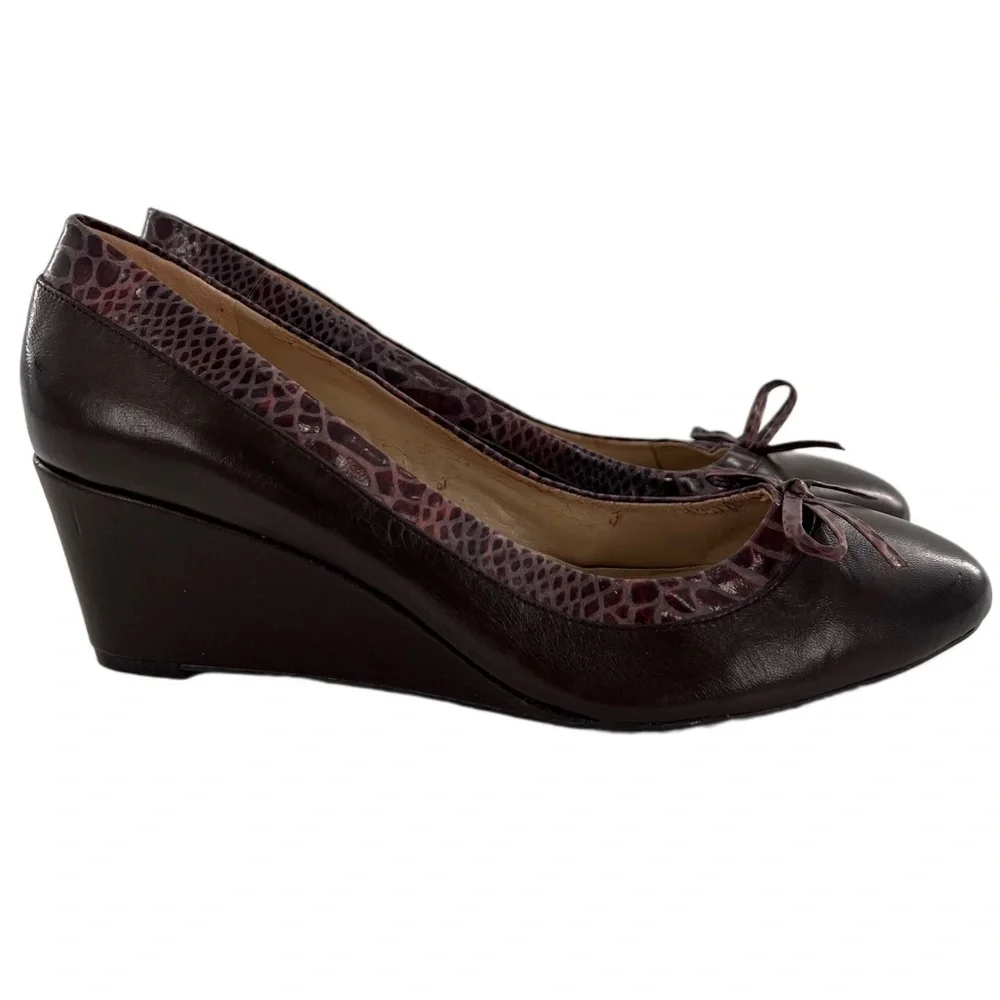 Naturalizer N5 Comfort Quaint heels 10 41.5 brown leather almond toe wedges